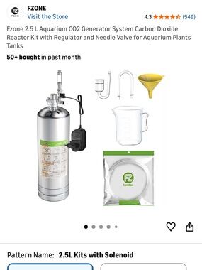 Fzone 2.5L CO2 Reactor Kit with Solenoid - Silver & Green